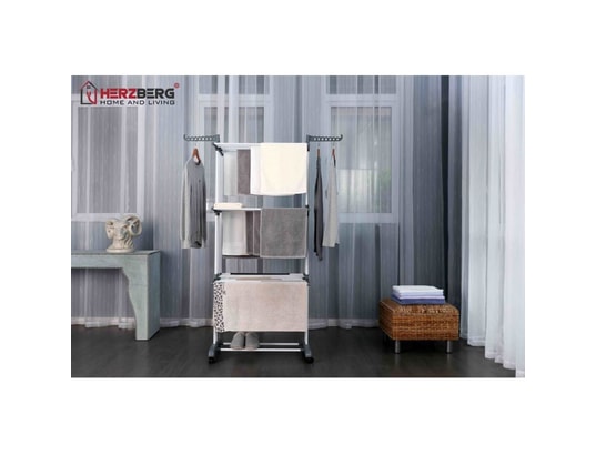 HERZBERG - Séchoir multifonctions 20m d'étendage gris hg8034-gry