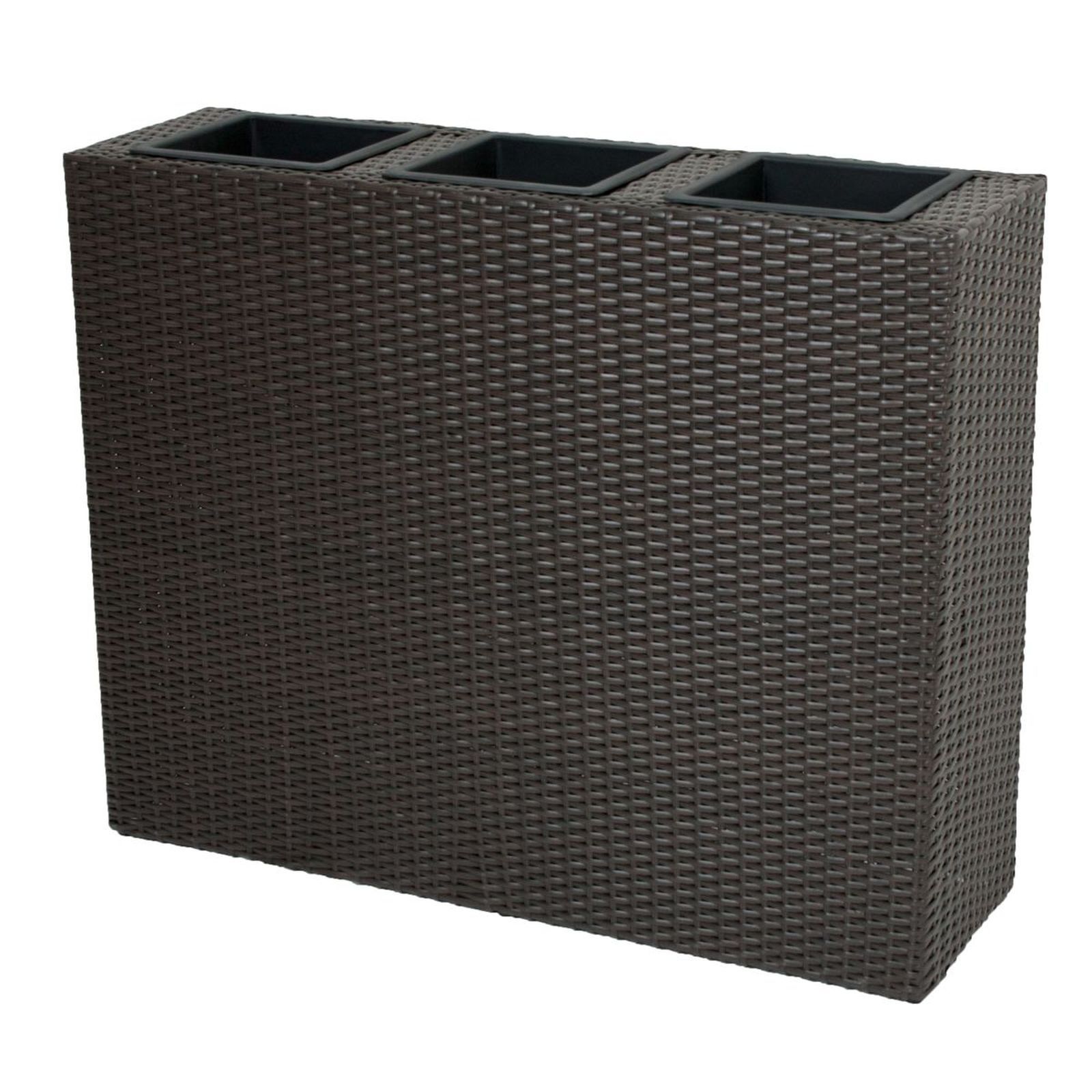 Raumtrenner - braun - mit 3 Pflanztöpfen - 100 cm breit