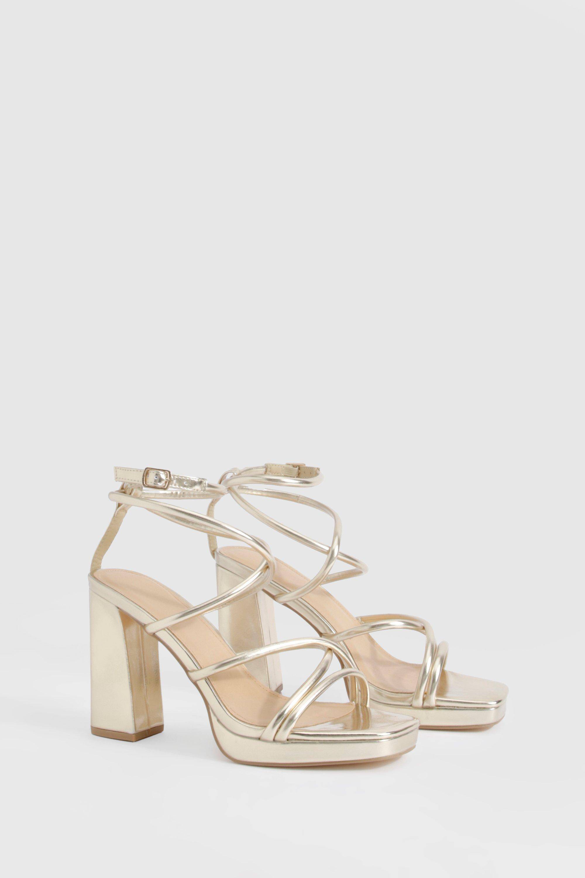 boohoo Talons compensés à brides croisées métalliques