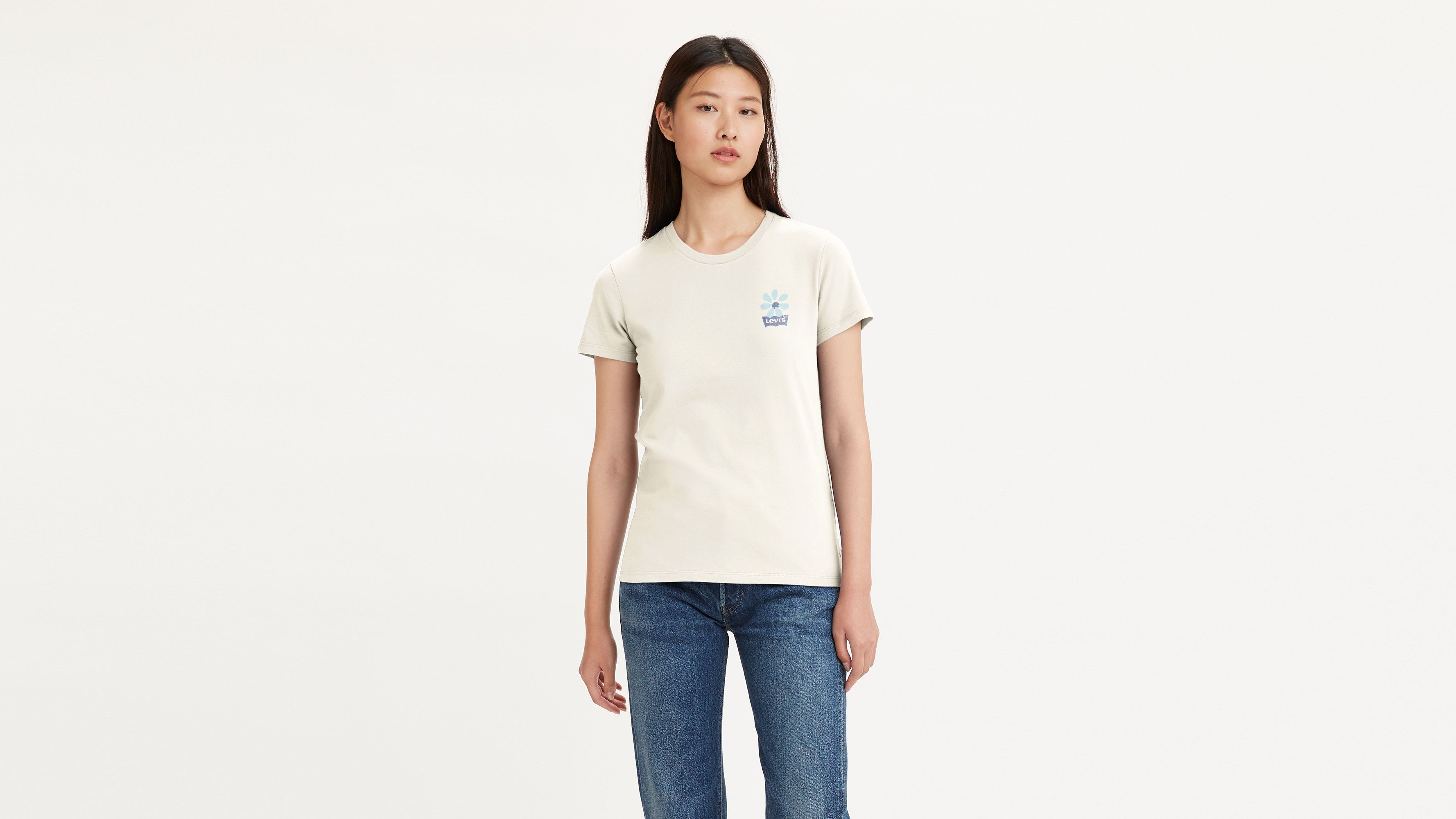 T-shirt Perfect - Batwing Schoolyard Daisy Sunny Cream - Blanc