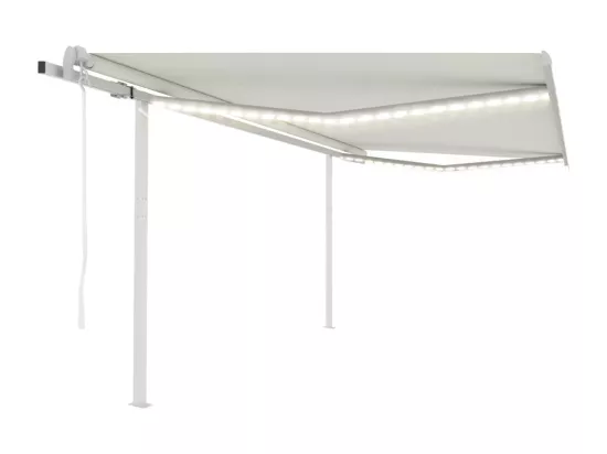 Auvent automatique avec capteur de vent et LED 4x3,5 m Crème