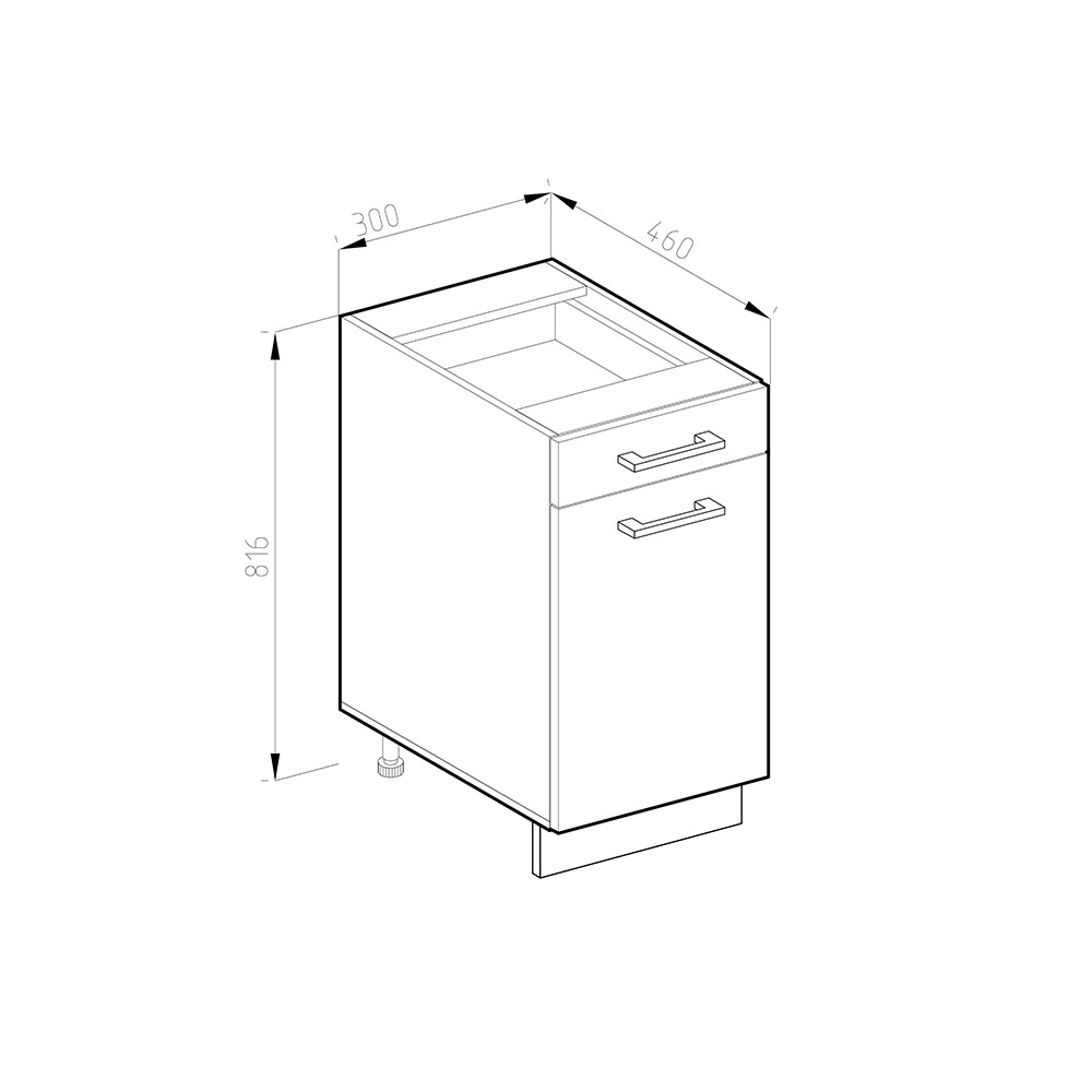 Vicco Schubunterschrank Küchenschrank Küchenzeile R-Line 30 cm Anthrazit Weiß Tür Schublade