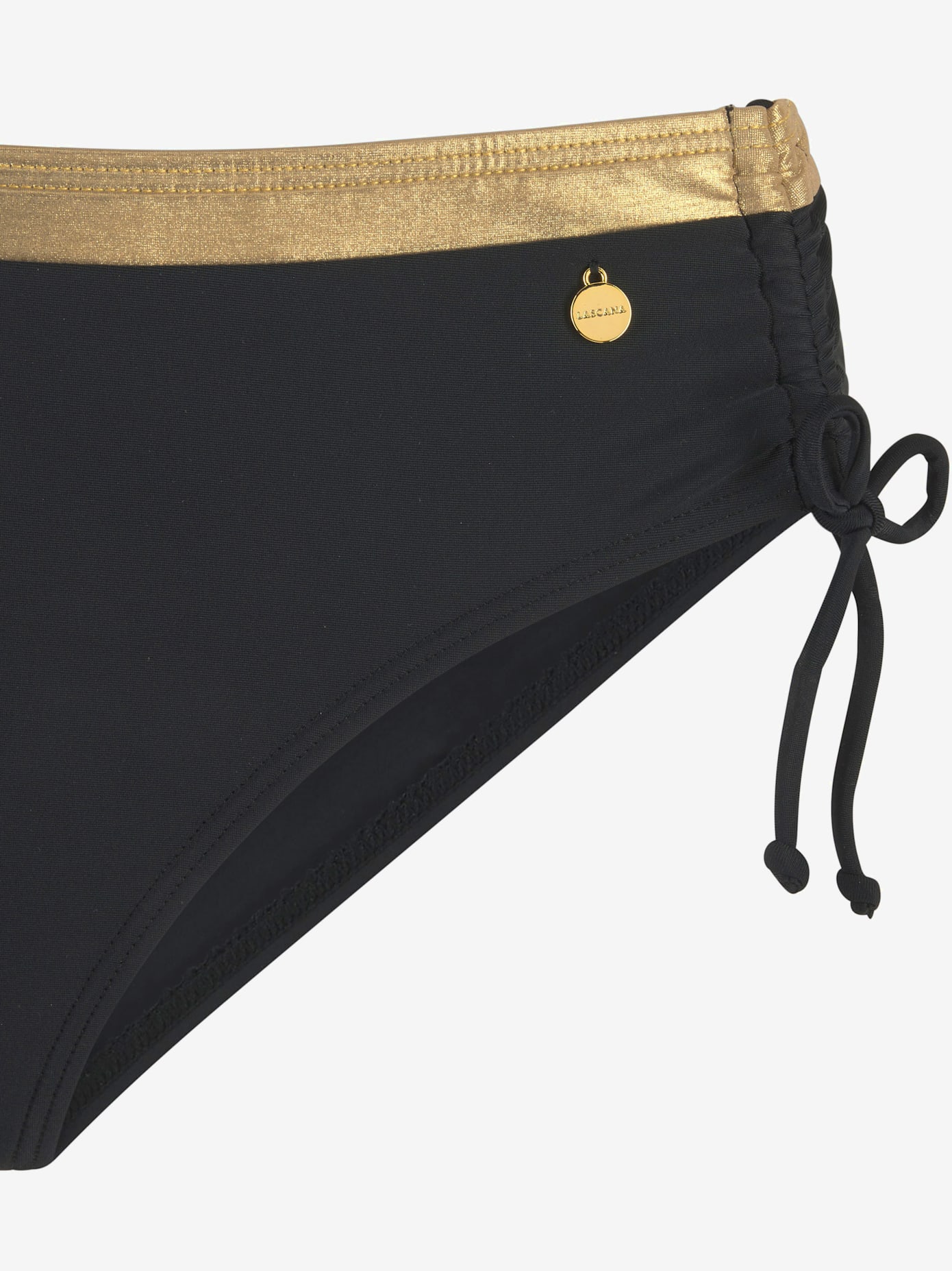 Bas de maillot de bain couleur unie avec empiècement couleur or