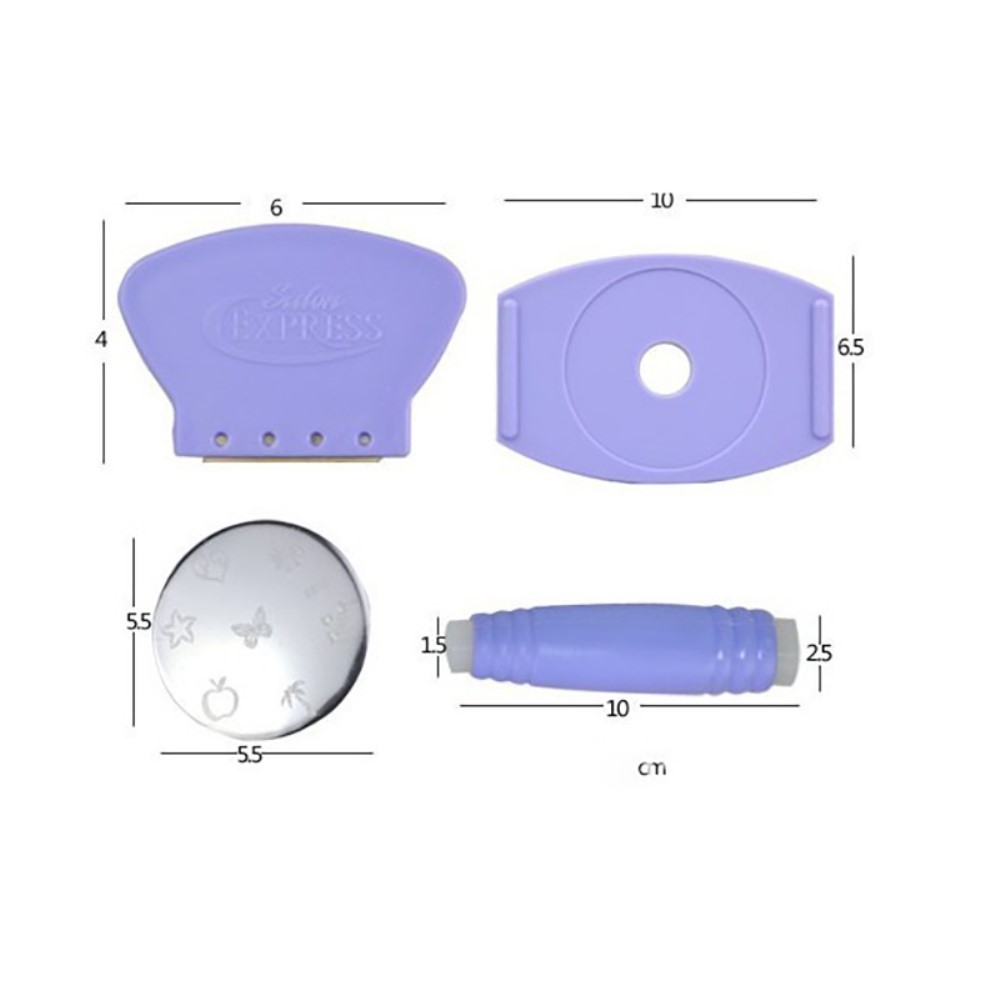 (3-tlg. Set) Nail Art Nageldesign Stamping Set DIY Maniküre - Violett