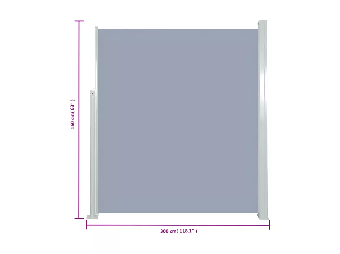 Auvent latéral rétractable de patio 160x300 cm Gris