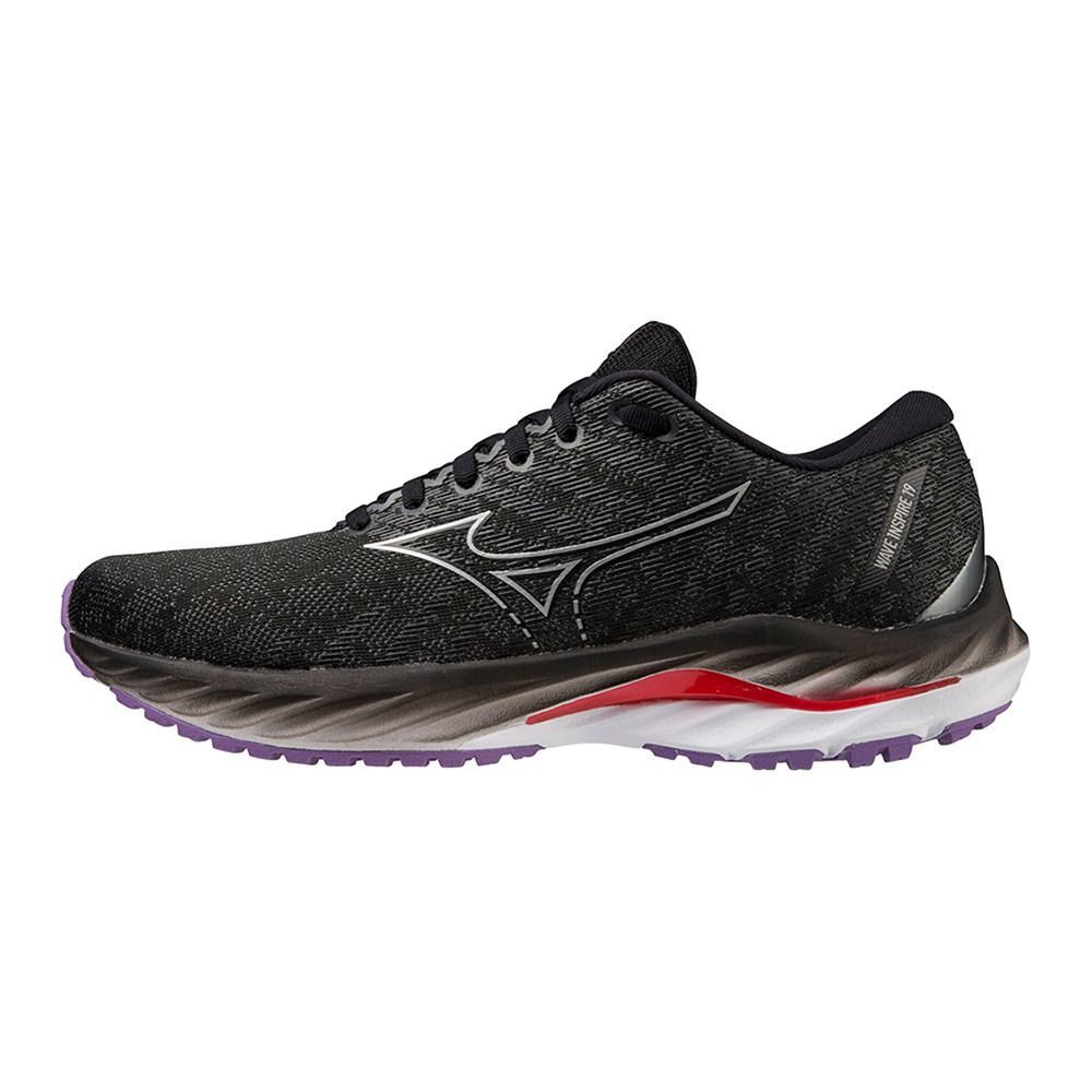 Mizuno WAVE INSPIRE 19 - Chaussures running Femme black/silver/bittersweet