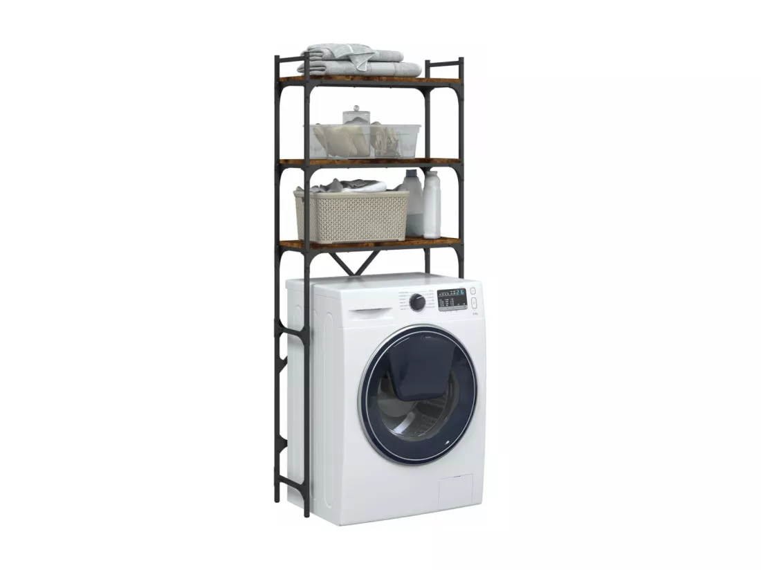 Étagère de lave-linge chêne fumé 67x25x163 cm bois d'ingénierie