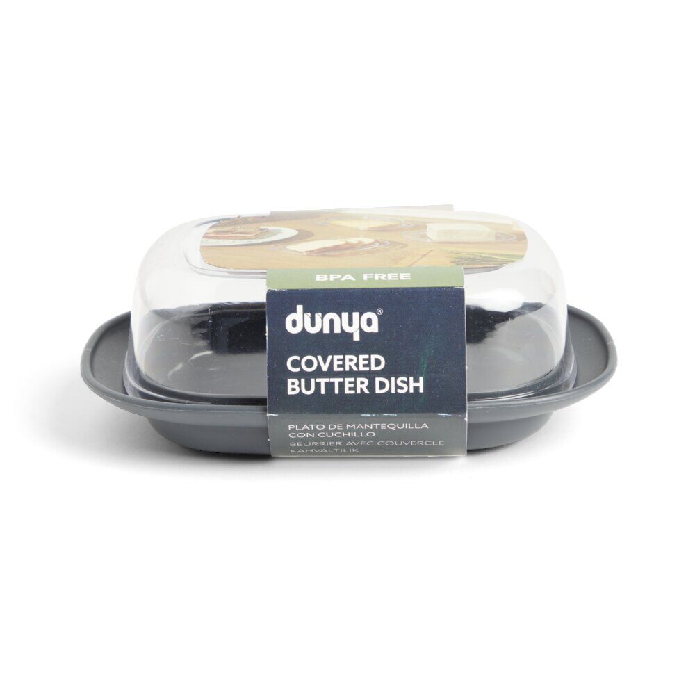 Beurrier plastique sans BPA transparent ou gris 17,4x12,5xH6cm