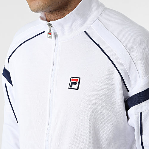 Veste Zippée A Bandes Zvolen Blanc Bleu Marine