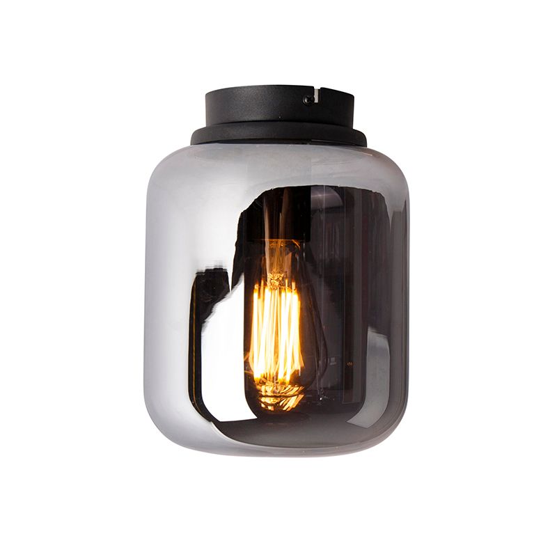 Design plafondlamp zwart met smoke glas - Bliss