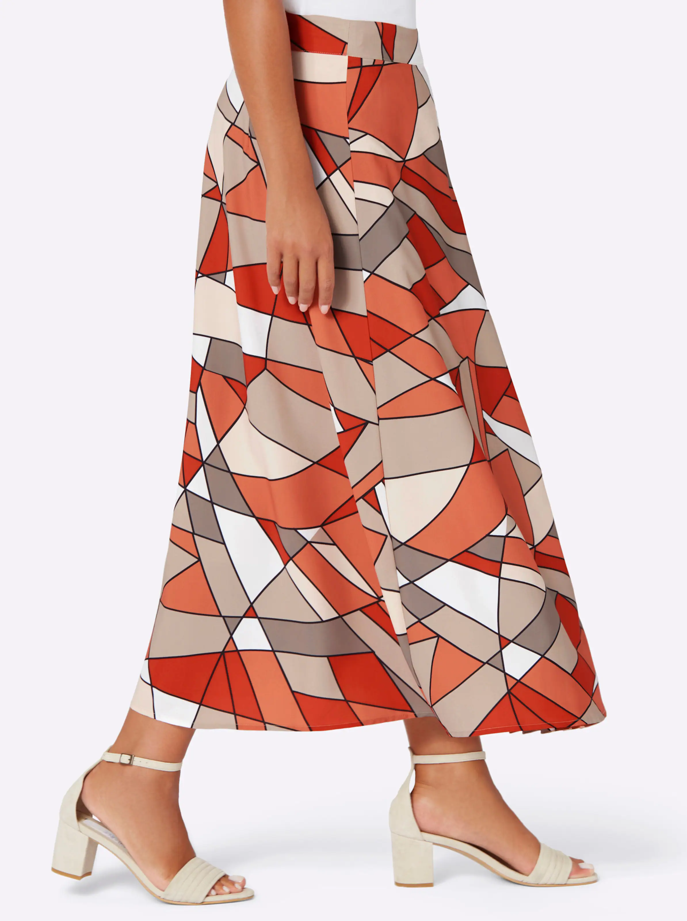 Rock in papaya-beige-bedruckt