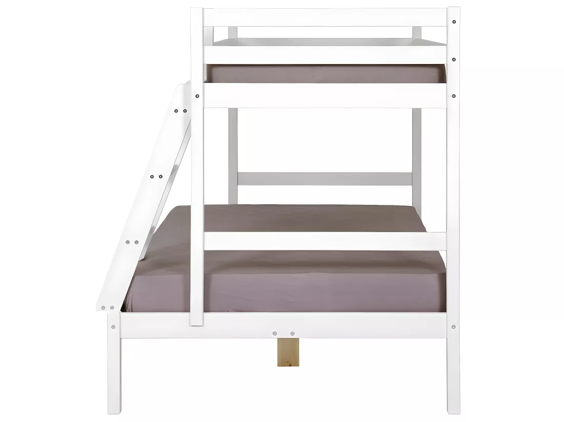 Pack lit superposé avec 2 matelas 140x190 cm bois massif blanc JULIAN
