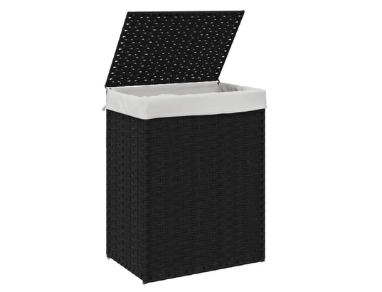 VIDAXL - Panier à linge avec couvercle noir 46x33x60 cm résine tress...