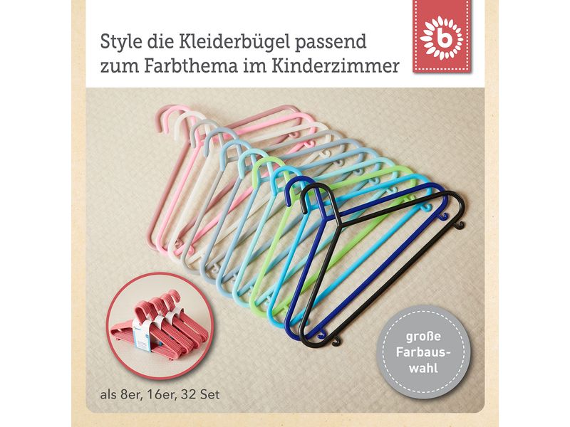bieco Kleiderbügel 8er Set, Beere Rosa Kleiderbügel-Set für Kinder