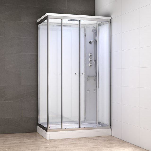 Modera Complete Douchecabine | 140x90 cm Wit glas Schuifdeur Rechthoek