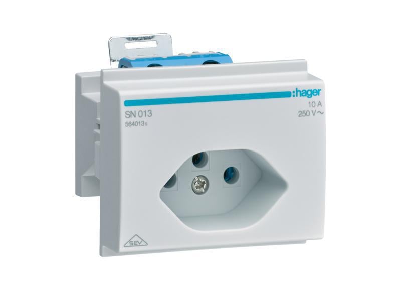 Hager Steckdose DIN Stdo 1x T13 Schweiz DIN-Rail-Steckdose