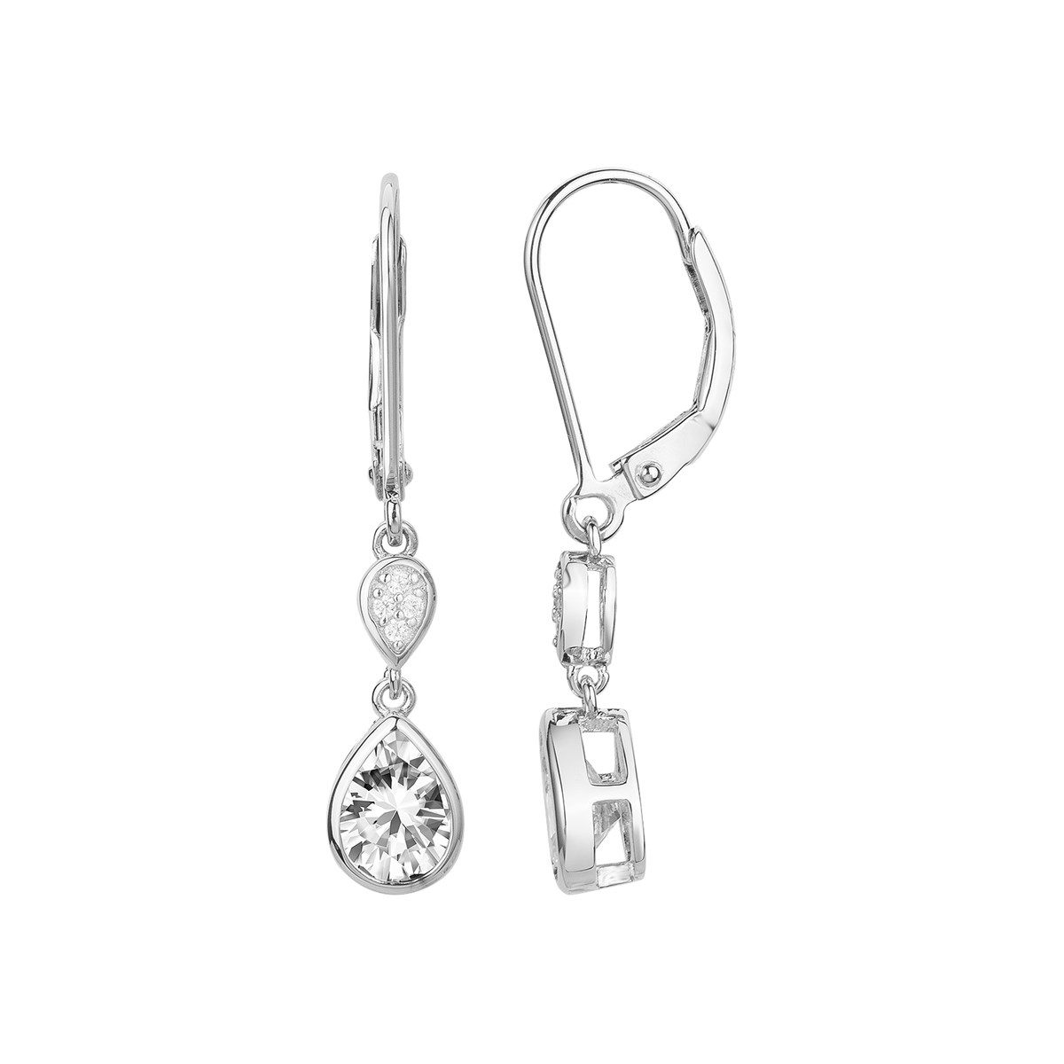 Boucles d'oreilles pendantes en Argent avec oxyde de zirconium blanc