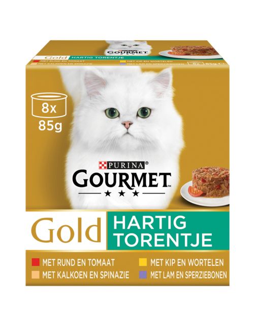 Gourmet Gold Hartig Torentje Multipack - Kattenvoer - Rund 8x85 g