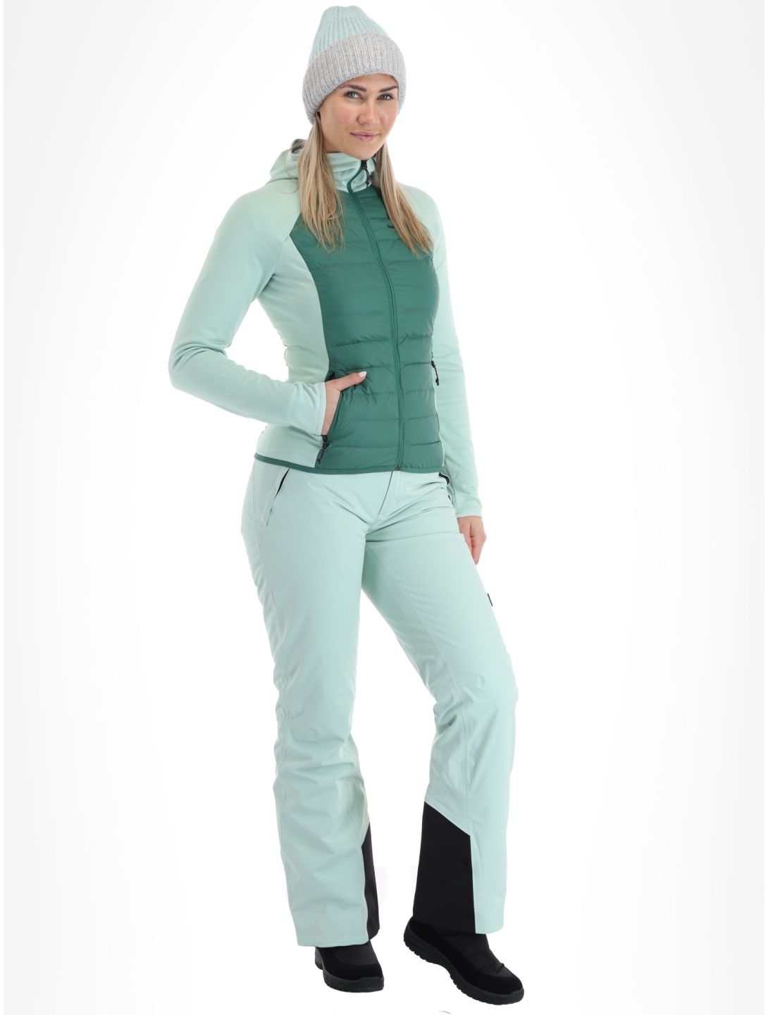 W Down Hybrid Hood vest dames