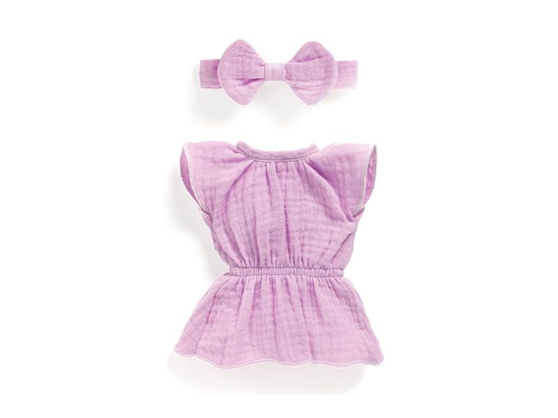 DJECO Pomea Kleiderset Lovely Violette Niedliches Baumwollkleid für Puppen