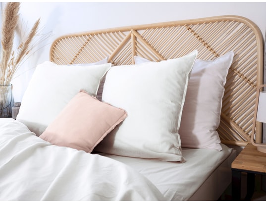 COTE DECO - Ensemble couette + 2 oreillers Parure de lit - coton et lin - 240 x 260 cm - blanc