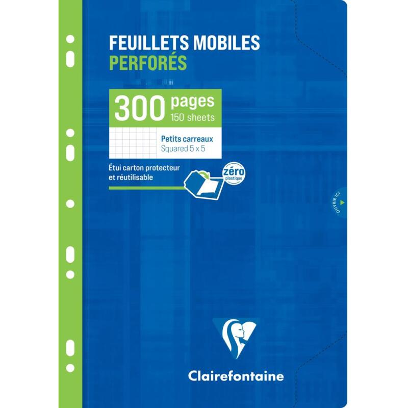 Feuillets mobiles-blanc A4 petits carreaux 300 pages - Bleu Klein