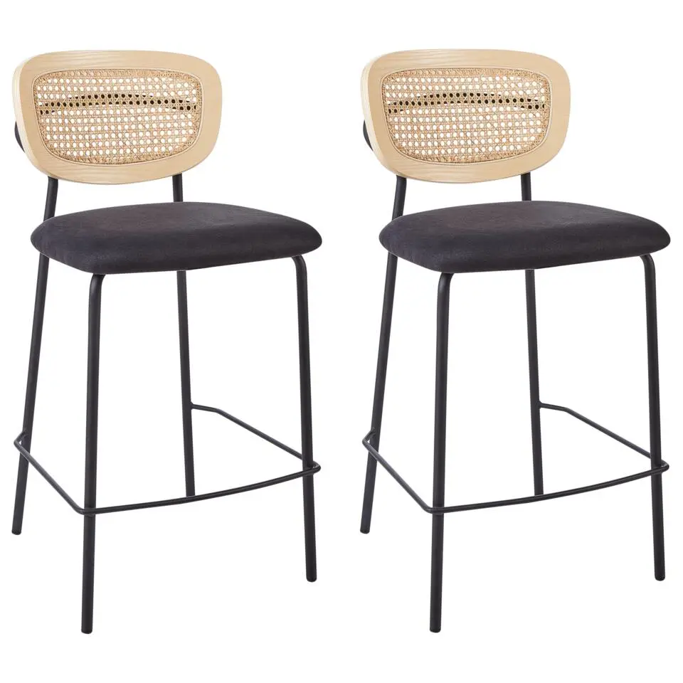 MAYETTA - Barkruk set van 2 - Zwart - Polyester