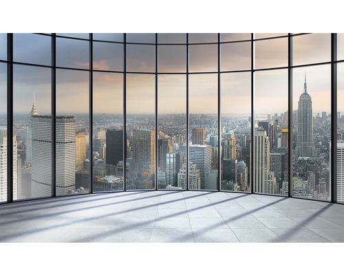 Vliesbehang 1510 VEXXL New York raam skyline 3-delige set 312 x 219 cm