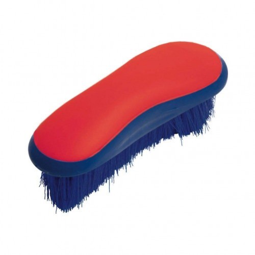 Escova macia Roma Dandy para cavalos, azul/vermelha