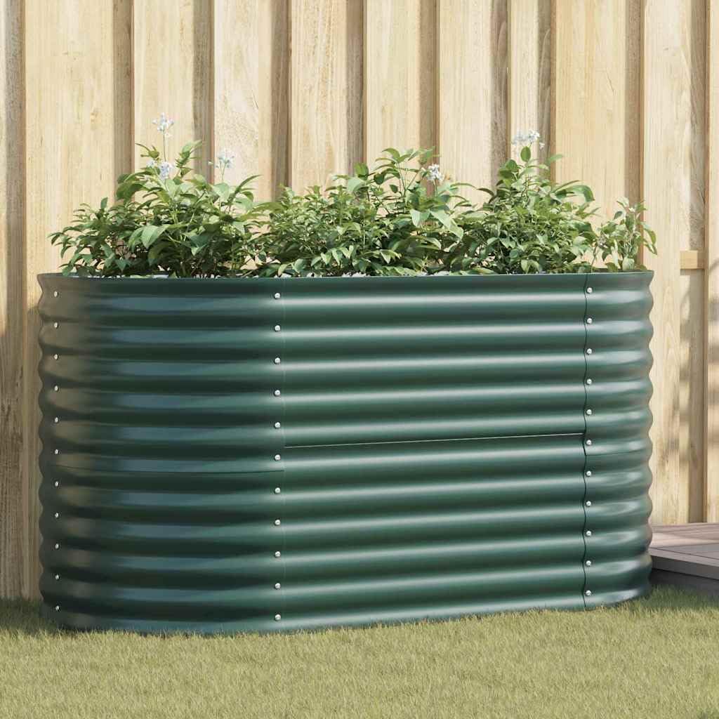 vidaXL Garten-Hochbeet Grün 160 x 80 x 81 cm Stahl, Stylischer Stahlblumenkübel, modernes Garten-Deko, minimalistische Hochbeet, robuster Outdoor-Gartenartikel für Terrassen