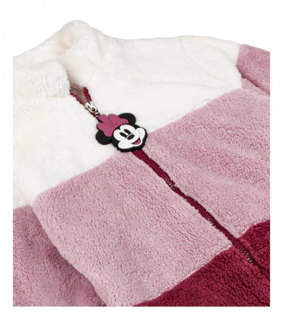 Roupão de banho de manga comprida da Minnie Mouse da Disney, branco e rosa.