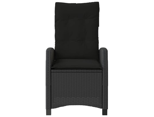 VIDAXL - Chaise inclinable de jardin avec coussins noir résine tress...