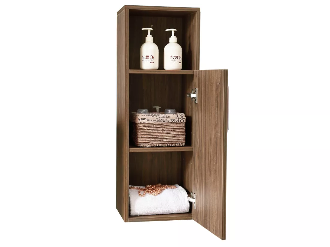 Meuble colonne de salle de bain Commode de rangement polyvalente 30*26.8*85cm Chêne Aica