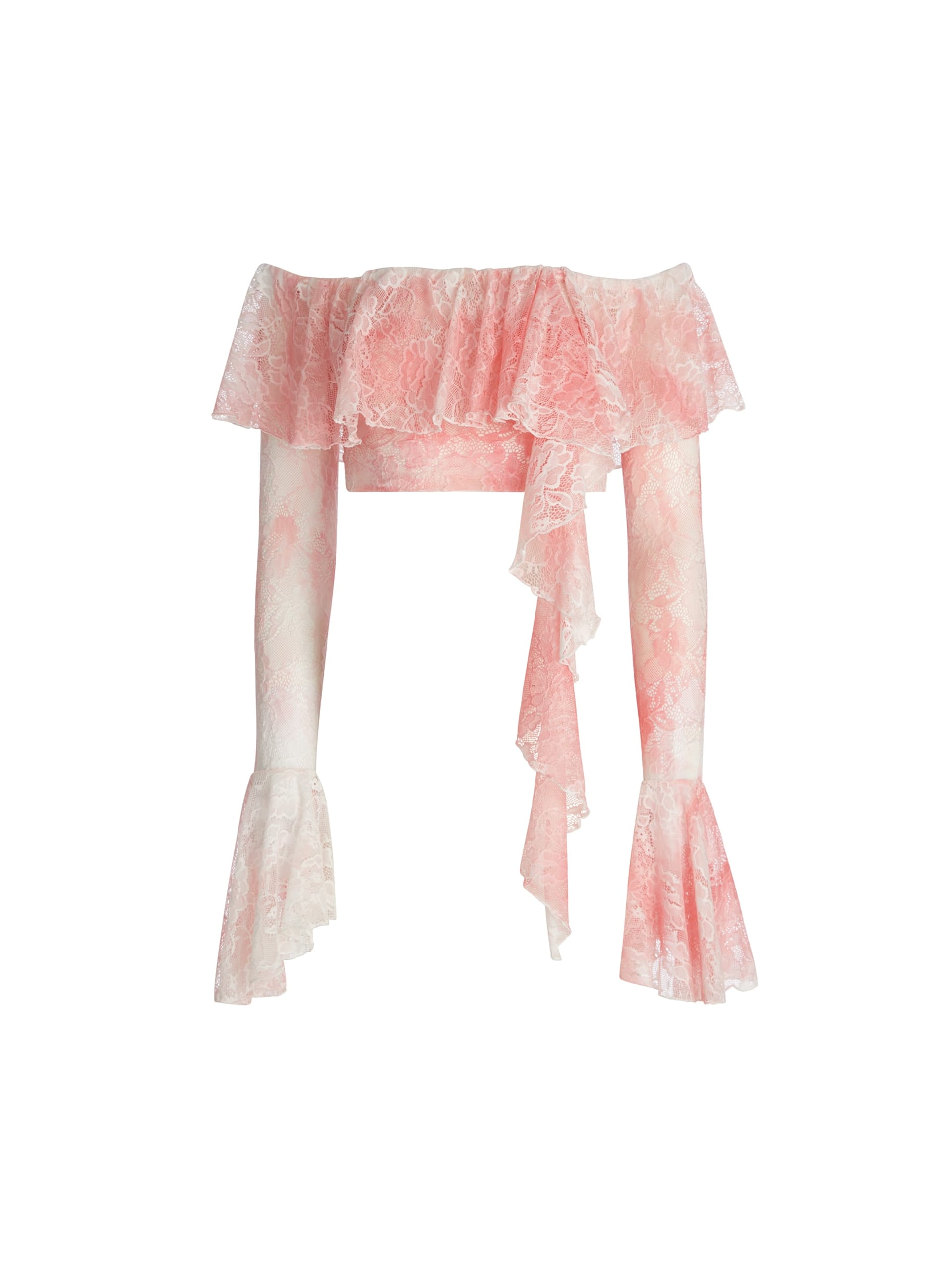 blusa de renda com ombros à mostra