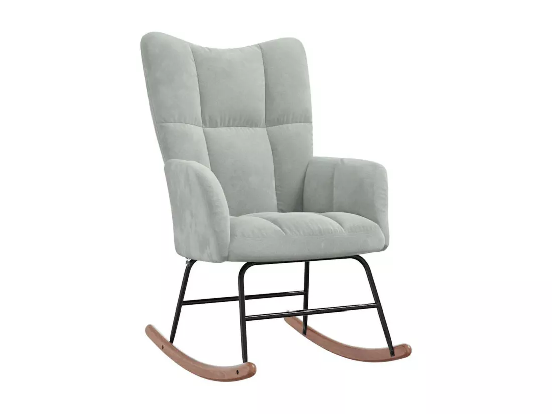Chaise à bascule avec repose-pied Gris clair Velours