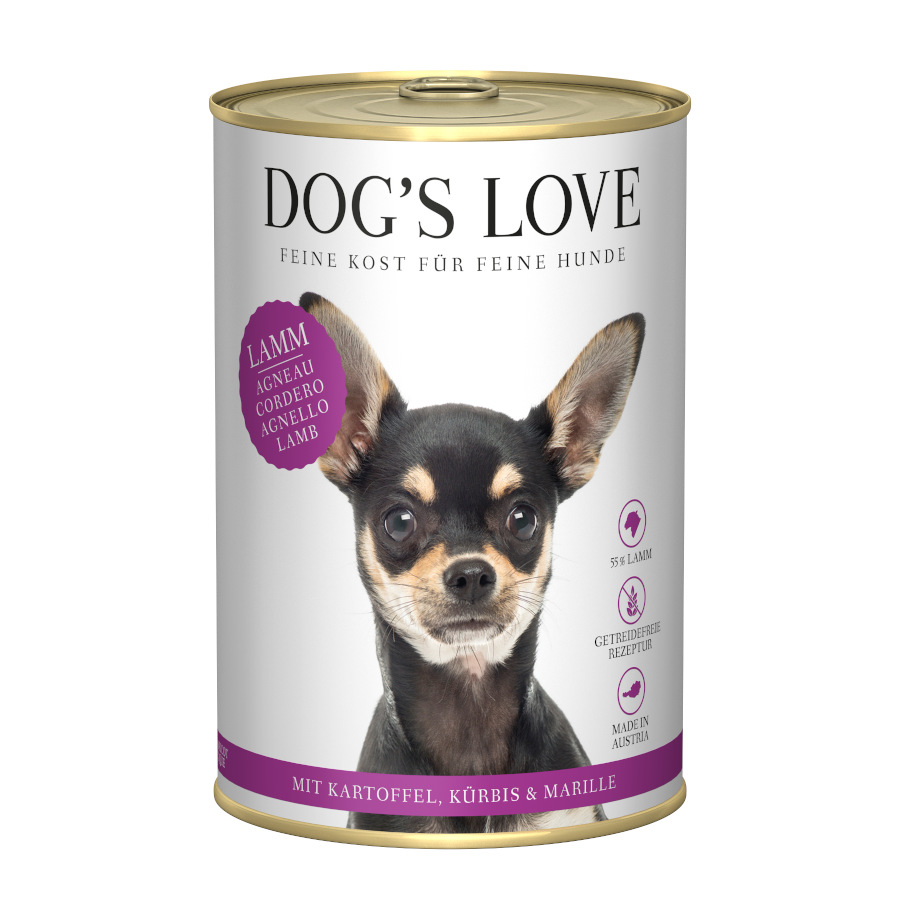 Ração enlatada Dog's Love Adult Lamb para cães.