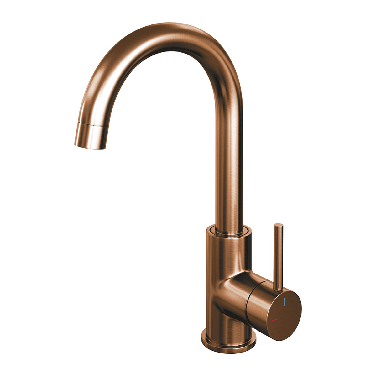 Brauer Copper Edition ColdStart wastafelkraan met draaibare ronde uitloop model A koper geborsteld PVD