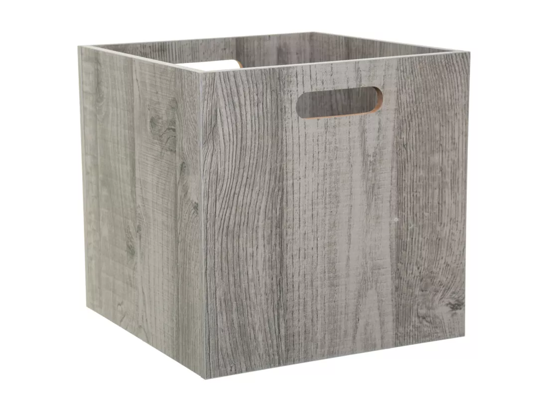 Boîte de rangement en bois aspect chêne Gris 31 x 31 cm