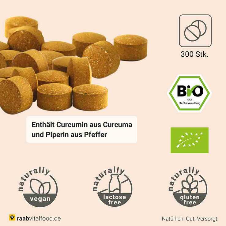 Raab Vitalfood Curcuma Bio Tabletten, 300 St