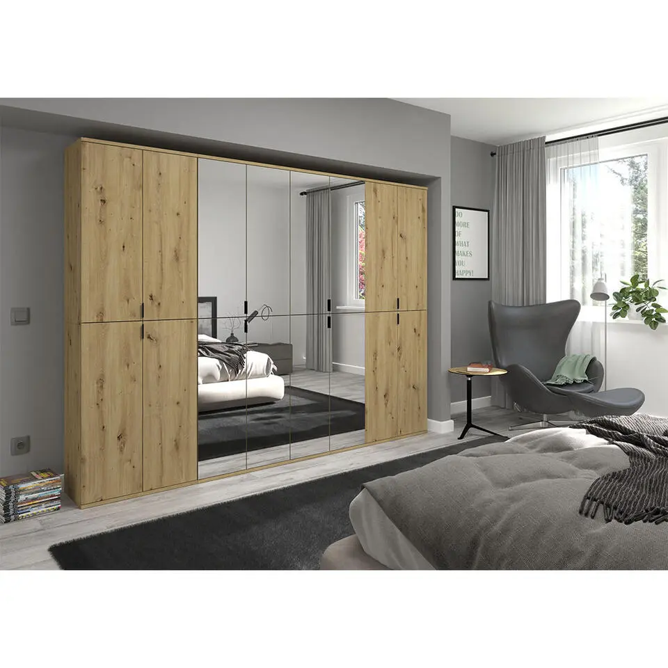 Hioshop ProjektX kledingkast 4 deuren eiken decor