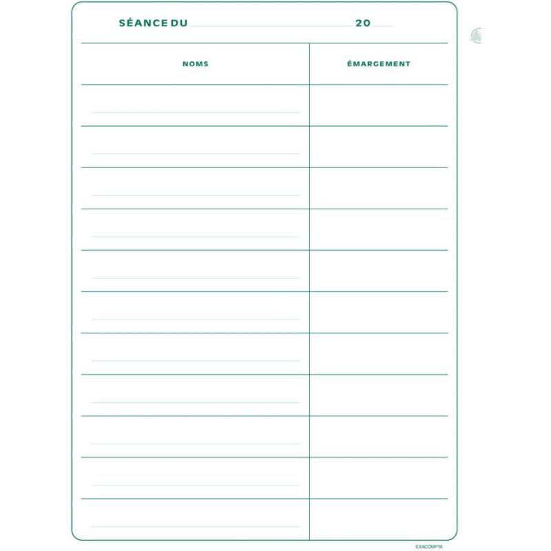 Registre présence conseils d'administration Exacompta 71E 29,7 x 21 cm100 pages.