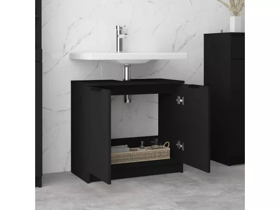 Armoire de salle de bain Noir 64,5x33,5x59 cm Bois d'ingénierie