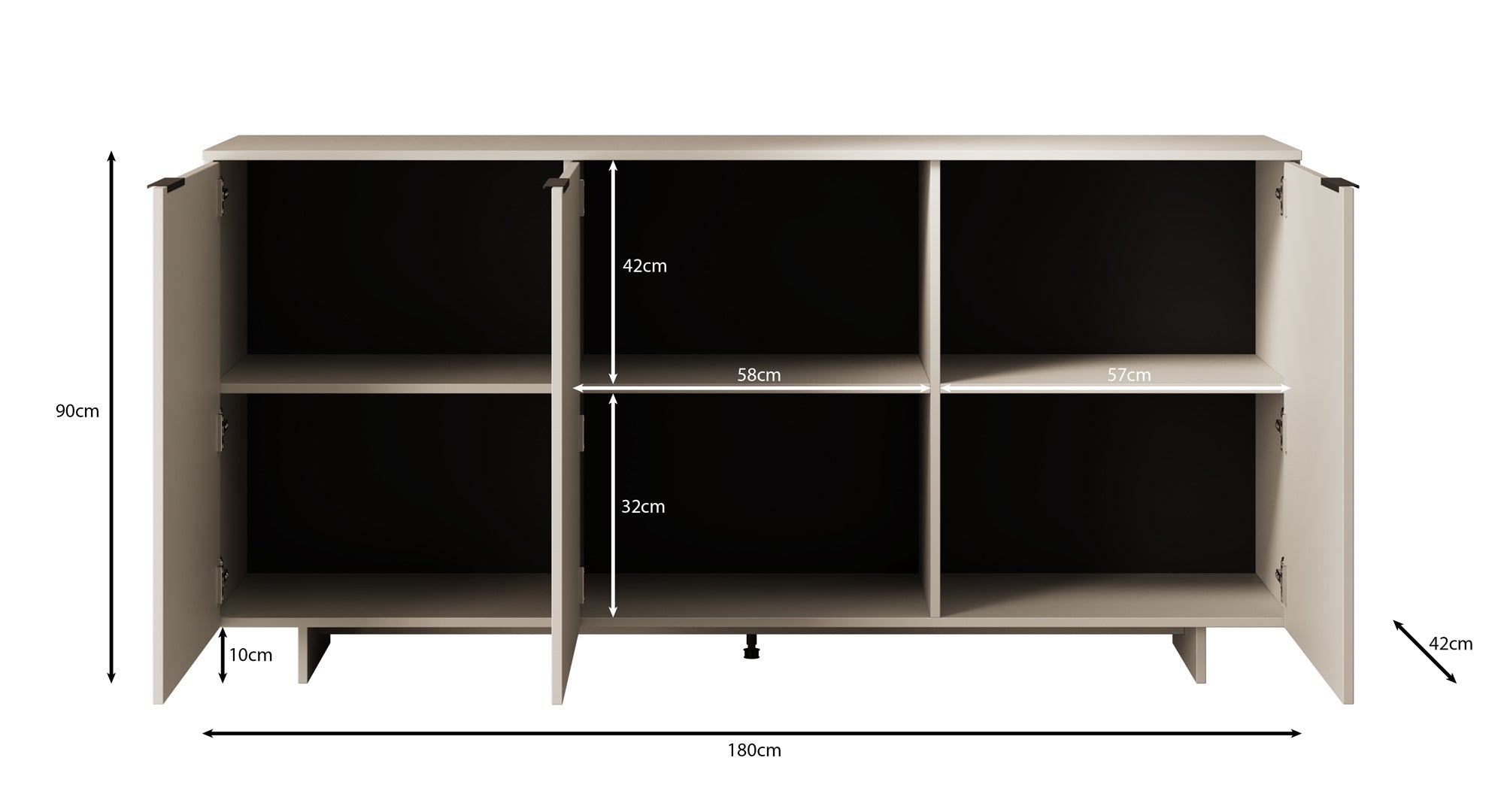 Ankara - Dressoir - Beige - 180x42x90 cm