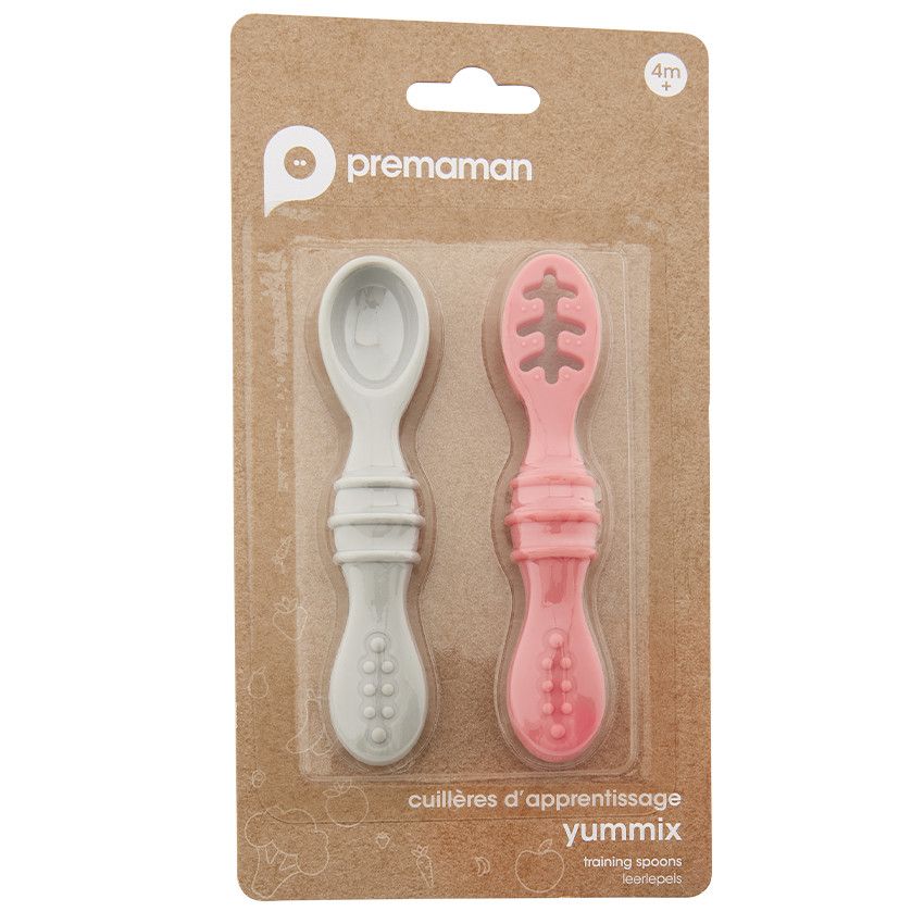 Set de 2 cuillères d'apprentissage Yummix - Rose - Ecru