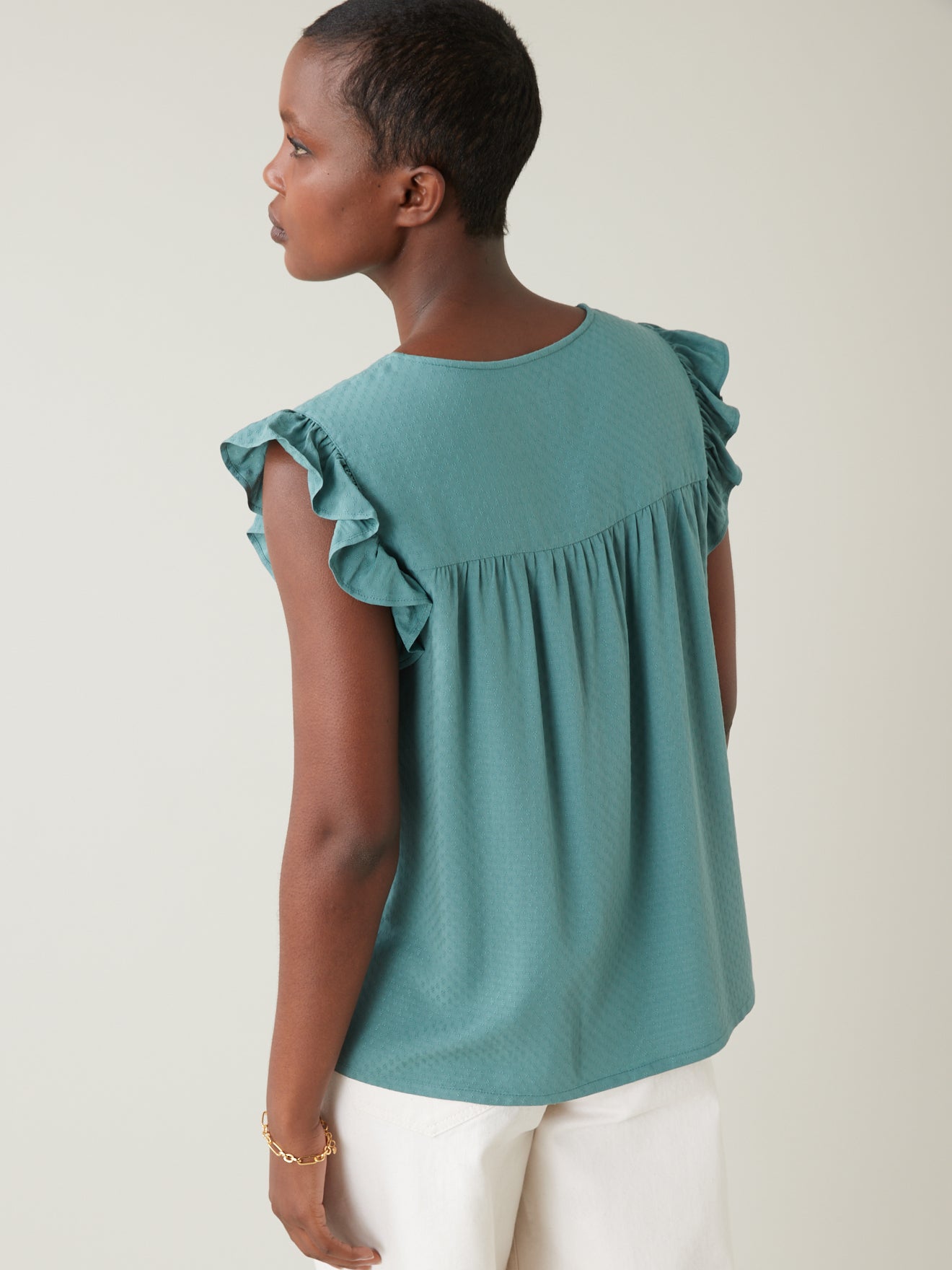 Top sans manches femme en viscose dobby