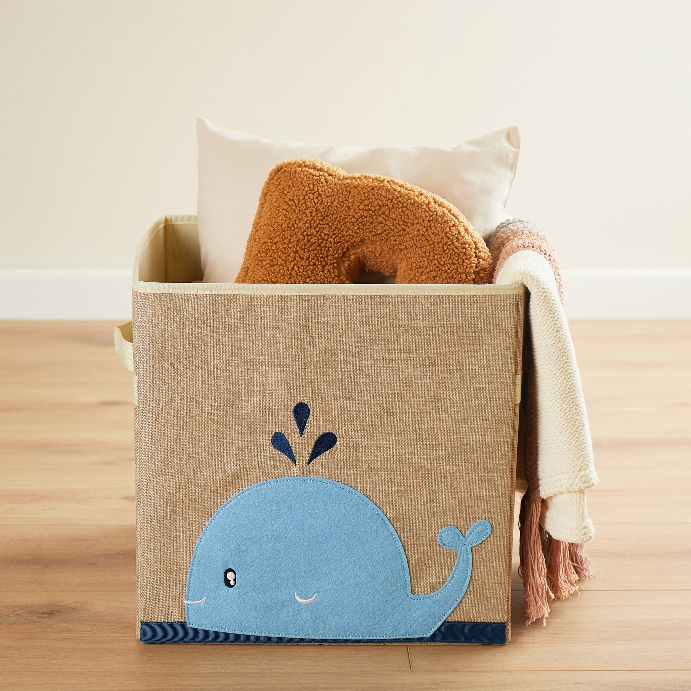 Bieco Aufbewahrungsbox 32x32x32 cm Wal / beige / braun / blau