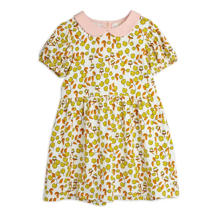 Mini Rodini Robe Fleur Coton Bio | Ecru