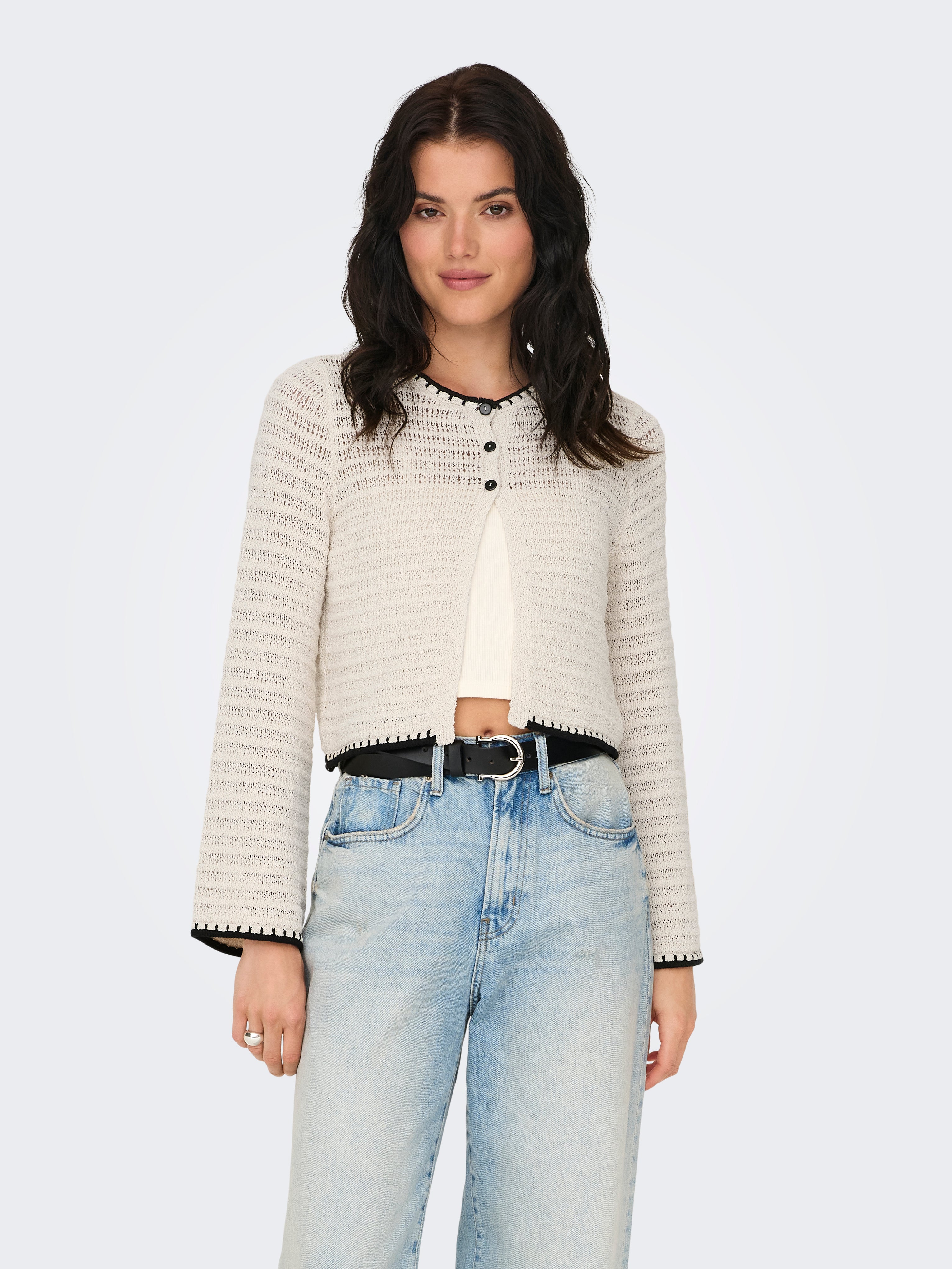 ONLMIABELLE Strickjacke Ecru