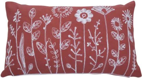 Linen & More sierkussen Flora rood 30 x 50 cm