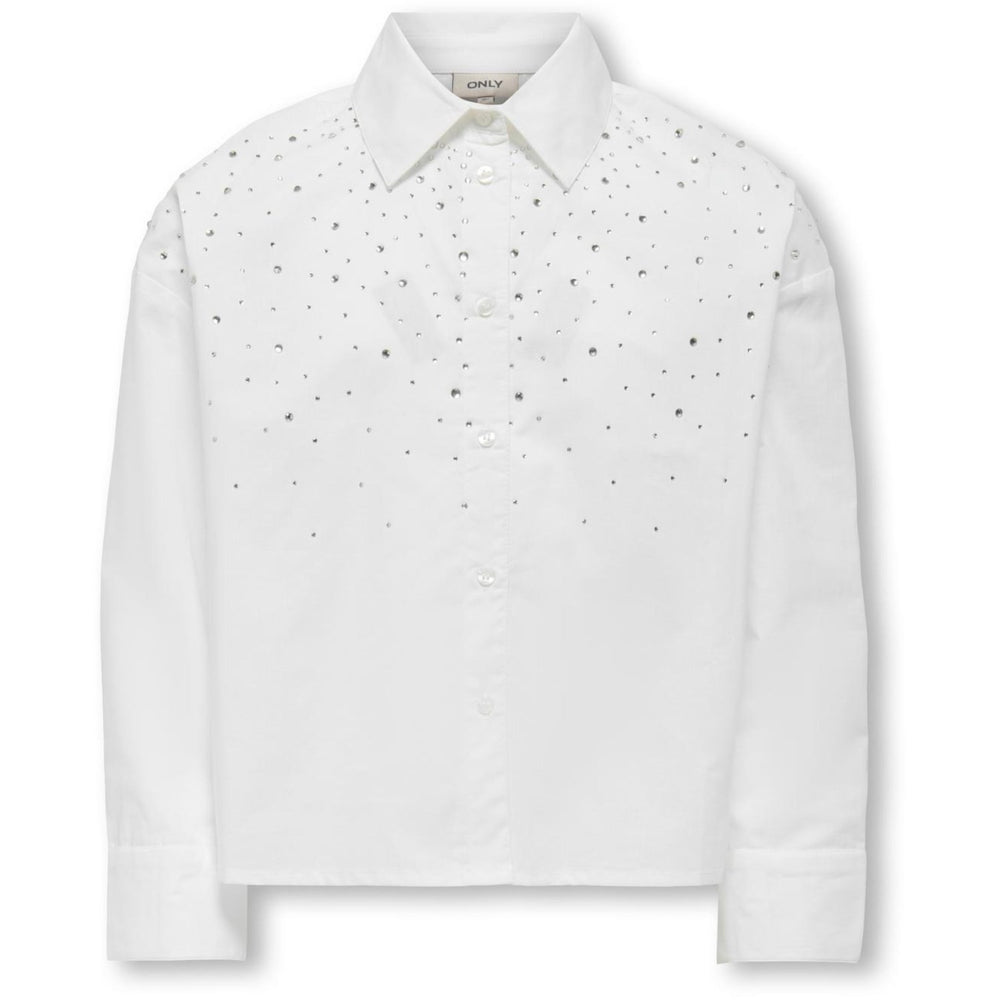 Køb kids ONLY Bright White Rhinestones Koglina Stone Oversize L/S Skjorte Wvn